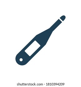 Icono de línea del termómetro. Enfermedad, gripe, aire contaminado, contaminación del mundo, concepto de pandemia. Ilustración vectorial de dispositivo médico aislada en un estilo plano.