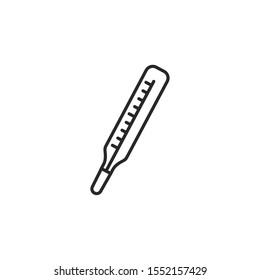 Thermometer line icon with editable stroke. Simple outline design - health care, medical symbol. Isolated on white background. Vector illustration.
