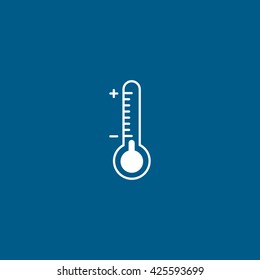 Thermometer Line Icon On Blue Background