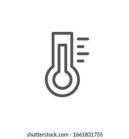Icono de línea del termómetro sobre fondo blanco