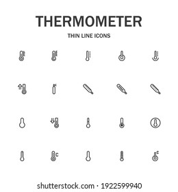 Thermometer line icon set. Collection of modern signs for web design and mobile app. Medical pictograms. Black icon on white background. Collection of high-quality outline logo
