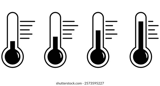thermometer line icon set. Temperature thermometer icon set. vector illustration eps 10.