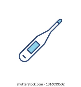 Vector de icono de línea del termómetro aislado. Ilustración del dispositivo de medicina. Indicador de temperatura de estilo plano.