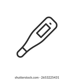 Thermometer, linear icon. Body temperature measurement. Line with editable stroke.