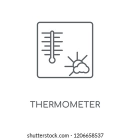 Thermometer linear icon. Thermometer concept stroke symbol design. Thin graphic elements vector illustration, outline pattern on a white background, eps 10.