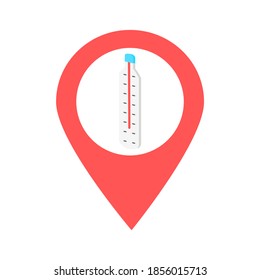 Thermometer location map pin pointer icon. Element of map point for mobile concept and web apps. Icon for website design and app development. Premium first aid kit, pharmacy, drugstore location.