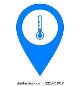 Termómetro y clavija de ubicación en blanco