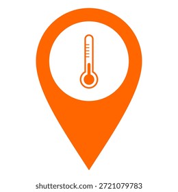 Termómetro y pin de ubicación en blanco