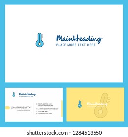 Thermometer Logo design with Tagline & Front and Back Busienss Card Template. Vector Creative Design