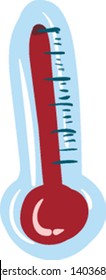 A thermometer marked with graduations containing mercury in a bulb to measure the temperature of the body, vector, color drawing or illustration.