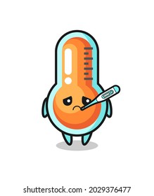 thermometer mascot character with fever condition
