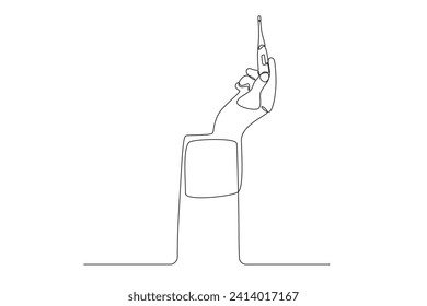 Thermometer to measure body temperature. National doctors day one-line drawing