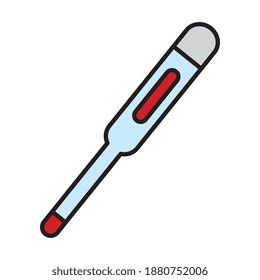 thermometer measure temperature line and fill style icon vector illustration design