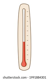 Thermometer for measuring ambient temperature.Colored isolated illustrations in cartoon style with an outline on a white.