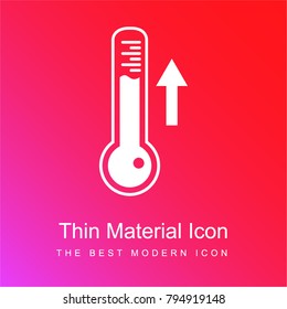 Thermometer measuring ascending temperature red and pink gradient material white icon minimal design
