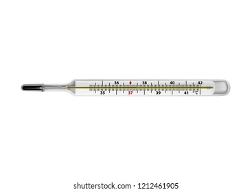 A thermometer for measuring body temperature in a vector.Mercury thermometer.