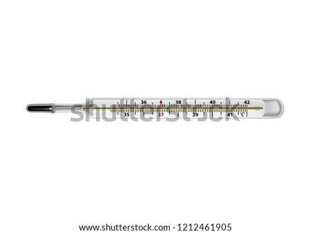 A thermometer for measuring body temperature in a vector.Mercury thermometer.