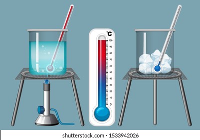 Thermometer measuring cold and heat illustration