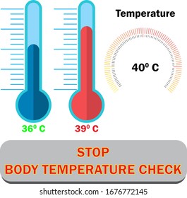 Thermometer measuring heat and cold icons. Sign body temperature check vector illustration EPS 10