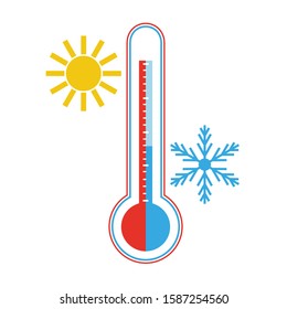 thermometer for measuring heat and cold on a white background