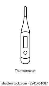 Thermometer for measuring human body temperature, line icon in vector.