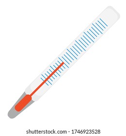 Termómetro para medir la temperatura de una persona con enfermedad. Estilo plano. Ilustración del vector