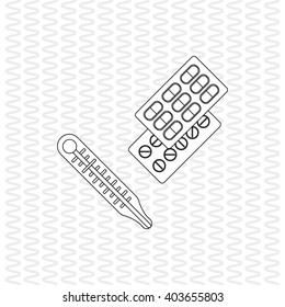 thermometer and medicine  icon design, vector illustration