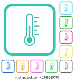 Iconos planos de colores vivos de temperatura media en bordes curvados sobre fondo blanco