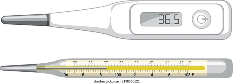 Thermometer mercury and digital thermometer illustration