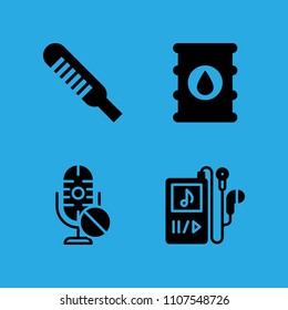 thermometer, microphone, music player and barrel icons vector in sample icon set for web and graphic design