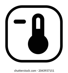 termómetro menos Icono. Rectángulo redondeado de estilo plano aislado en fondo blanco. Ilustración del vector