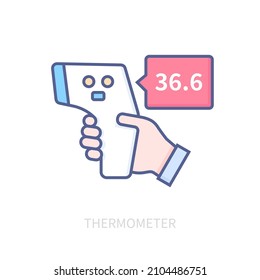 Thermometer - modern colored line design style icon on white background