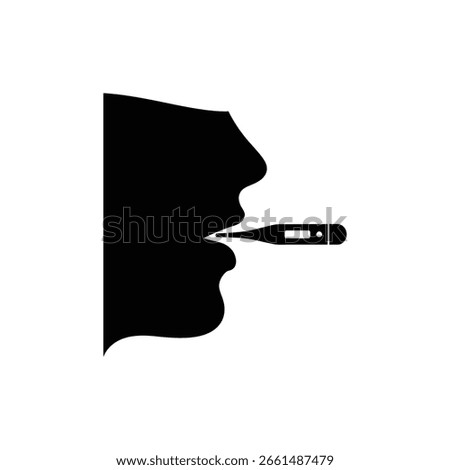 Thermometer in Mouth Measuring Body Temperature for Health Check