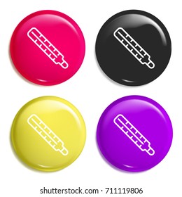 Thermometer multi color glossy badge icon set. Realistic shiny badge icon or logo mockup