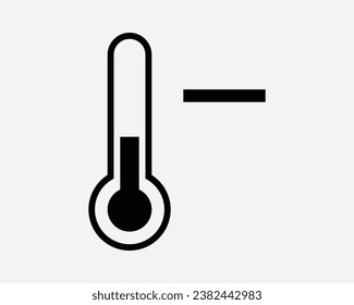 Thermometer Negative Temperature Cold Minus Less Reduce Down Drop Decrease Lower Freeze Black White Shape Line Outline Icon Sign Symbol EPS Vector