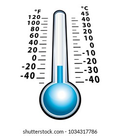 Thermometer with negative temperature. Cold vector icon.