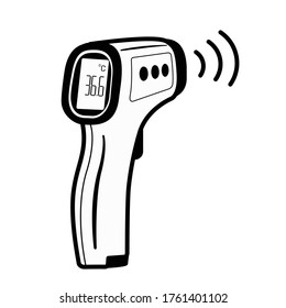 Thermometer non-contact icon. Measuring temperature at a distance. vector illustration.