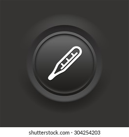 Thermometer on Black Bevel Round Button