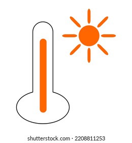 thermometer on heater icon vector