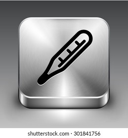 Thermometer on Silver Square Button