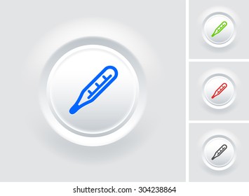 Thermometer on White Bevel Round Button