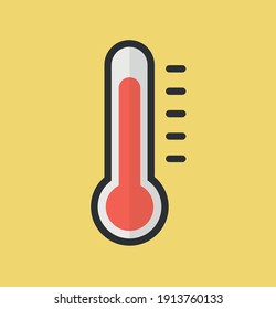 Thermometer on yellow background. Vector illustration. Flat design.