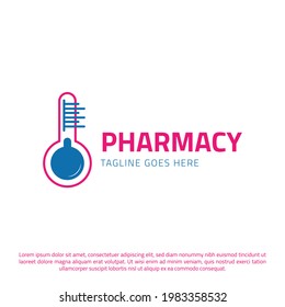 Thermometer pharmacy logo design idea for company, website or brand
