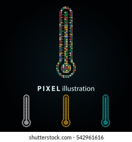 Thermometer - pixel icon. Vector Illustration. Design logo element. Isolated on black background. It is easy to change to any color.