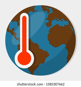 thermometer and planet earth for greenhouse effect icon vector illustration