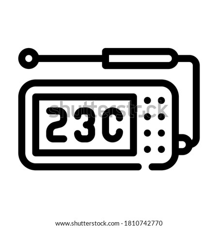 thermometer with probe measuring equipment line icon vector. thermometer with probe measuring equipment sign. isolated contour symbol black illustration