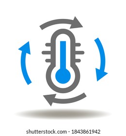 Thermometer process temperature regulation rotation arrows icon vector. Automation climate control symbol.