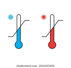 Icono de rango del termómetro. Temperatura caliente y temperatura fría - ilustración del elemento vector