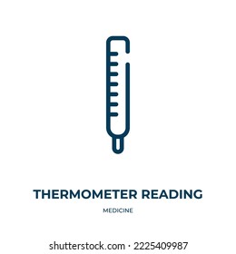 Thermometer reading temperature icon. Linear vector illustration from medicine collection. Outline thermometer reading temperature icon vector. Thin line symbol for use on web and mobile apps, logo, 