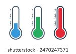 thermometer with red green blue scale, climate control, weather change, flat vector bicolor icon